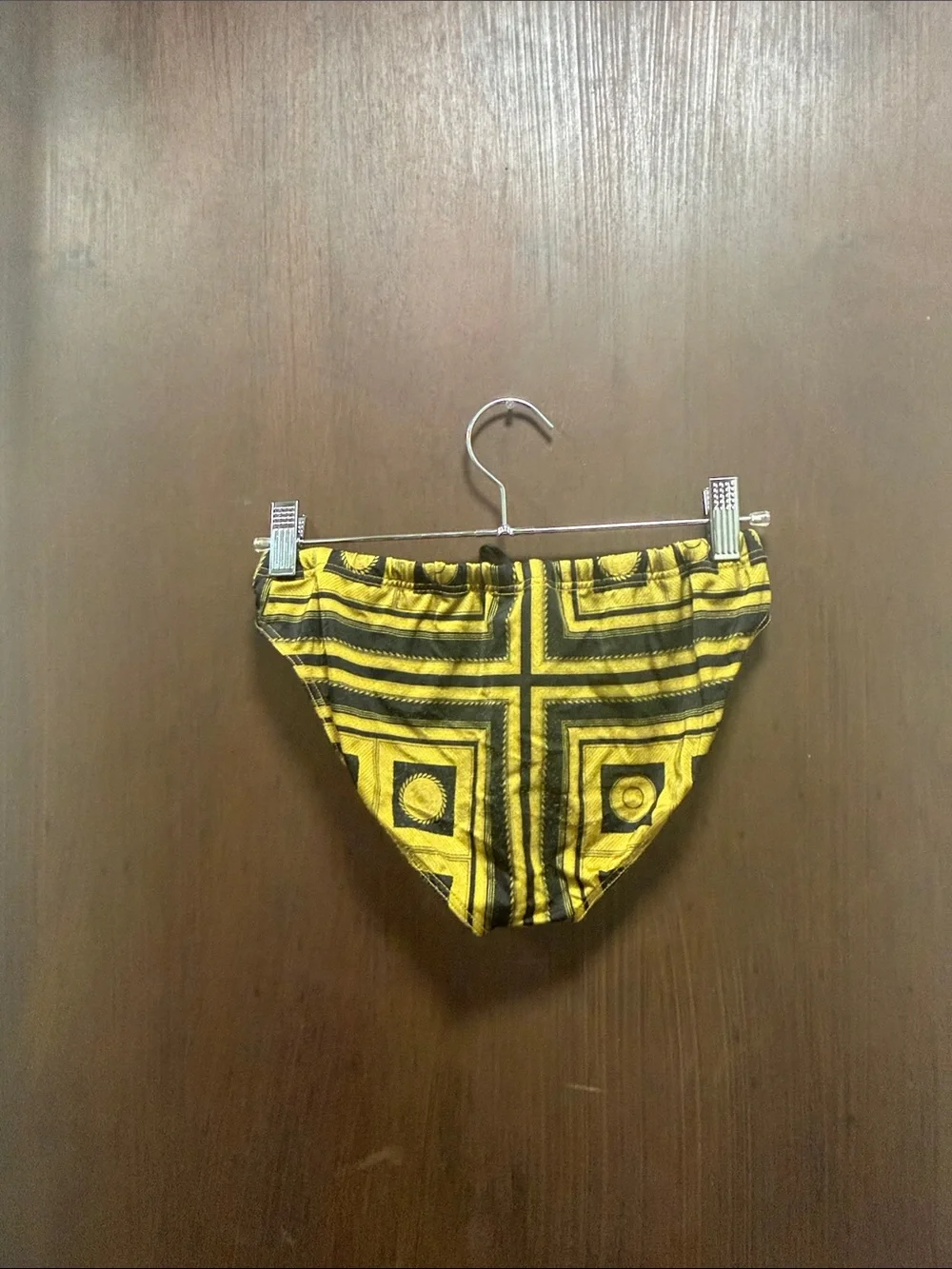 Men's Yellow Patterned Swim Trunks - Classic Swim Brief